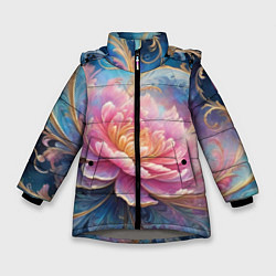 Куртка зимняя для девочки Цветок в космосе, цвет: 3D-светло-серый