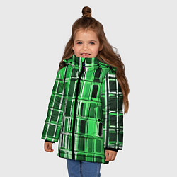 Куртка зимняя для девочки Зелёные прямоугольники, цвет: 3D-светло-серый — фото 2