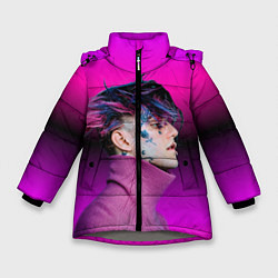 Куртка зимняя для девочки Lil Peep фиолетовый лук, цвет: 3D-светло-серый