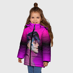 Куртка зимняя для девочки Lil Peep фиолетовый лук, цвет: 3D-светло-серый — фото 2