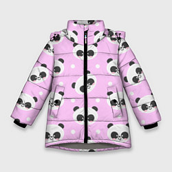 Куртка зимняя для девочки Милая улыбающаяся панда, цвет: 3D-светло-серый