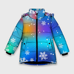 Куртка зимняя для девочки Снегопад на Новый год, цвет: 3D-черный