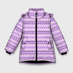 Куртка зимняя для девочки Геометрический узор с сердцами, цвет: 3D-черный