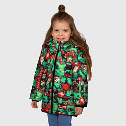 Куртка зимняя для девочки Зелёный деревянный дракончик, цвет: 3D-черный — фото 2