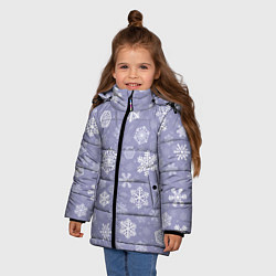 Куртка зимняя для девочки Снежинки на васильковом, цвет: 3D-черный — фото 2