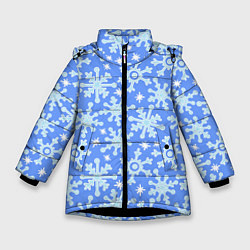 Куртка зимняя для девочки Мультяшные снежинки, цвет: 3D-черный