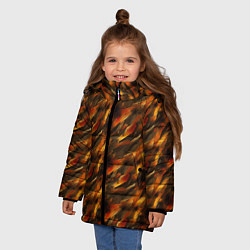 Куртка зимняя для девочки Brown print from the neural network, цвет: 3D-черный — фото 2
