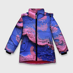 Куртка зимняя для девочки Розовая пена на синей краске, цвет: 3D-красный