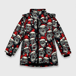 Куртка зимняя для девочки Плохой Санта Клаус, цвет: 3D-черный