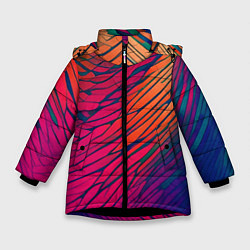 Куртка зимняя для девочки Буйство красок акварелика, цвет: 3D-черный
