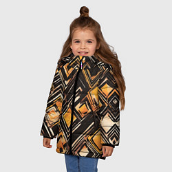Куртка зимняя для девочки Жёлтые ромбы и линии, цвет: 3D-черный — фото 2
