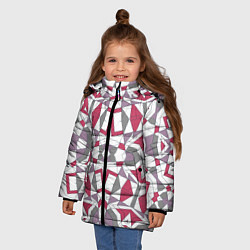 Куртка зимняя для девочки Геометрический узор красно серый, цвет: 3D-светло-серый — фото 2