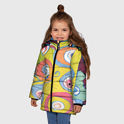 Куртка зимняя для девочки Хиппи арт, цвет: 3D-светло-серый — фото 2