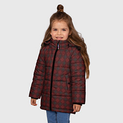 Куртка зимняя для девочки Текстура ромбовидной саржи, цвет: 3D-черный — фото 2