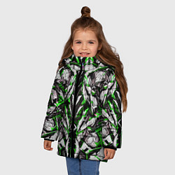 Куртка зимняя для девочки Зелёная кибернетическая броня, цвет: 3D-красный — фото 2