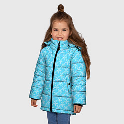 Куртка зимняя для девочки Паттерн снежинки голубой, цвет: 3D-светло-серый — фото 2