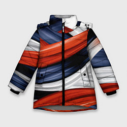 Куртка зимняя для девочки Триколор из абстракции, цвет: 3D-светло-серый