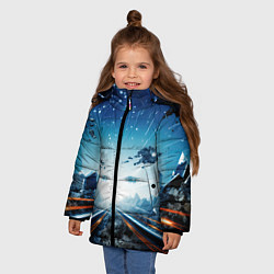 Куртка зимняя для девочки Космическая абстракция, цвет: 3D-черный — фото 2