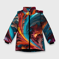 Куртка зимняя для девочки Красивый яркий узорчик, цвет: 3D-черный