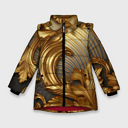Куртка зимняя для девочки Золотая текстура и абстракции, цвет: 3D-красный