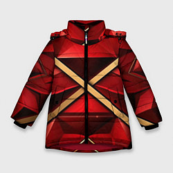 Куртка зимняя для девочки Золотые ленты на красном фоне, цвет: 3D-красный
