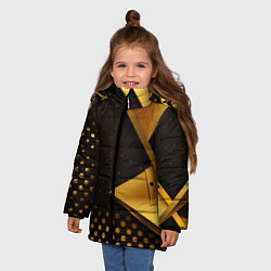 Куртка зимняя для девочки Золотистая текстура абстракт, цвет: 3D-черный — фото 2