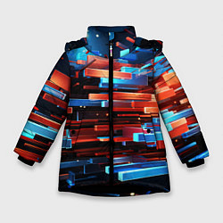 Куртка зимняя для девочки Прямоугольная абстракция, цвет: 3D-черный