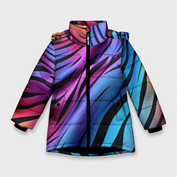 Куртка зимняя для девочки Линия неонового цвета, цвет: 3D-черный