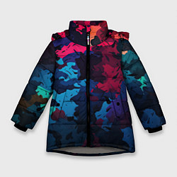 Куртка зимняя для девочки Хаотичный яркий камуфляж, цвет: 3D-светло-серый