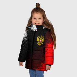 Куртка зимняя для девочки Герб РФ краски империи, цвет: 3D-светло-серый — фото 2