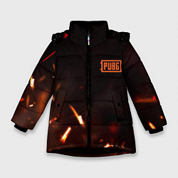 Куртка зимняя для девочки PUBG fire war, цвет: 3D-черный