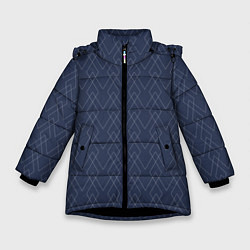 Куртка зимняя для девочки Серо-синий геометричные линии, цвет: 3D-черный