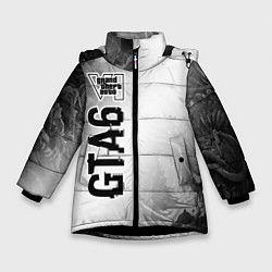 Куртка зимняя для девочки GTA6 glitch на светлом фоне по-вертикали, цвет: 3D-черный
