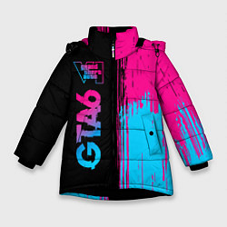 Зимняя куртка для девочки GTA6 - neon gradient по-вертикали