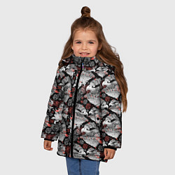 Куртка зимняя для девочки Портреты орлов, цвет: 3D-светло-серый — фото 2