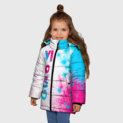 Куртка зимняя для девочки GTA 6 neon gradient style по-вертикали, цвет: 3D-черный — фото 2