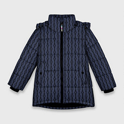 Куртка зимняя для девочки Чёрный узор на серо-синем, цвет: 3D-черный