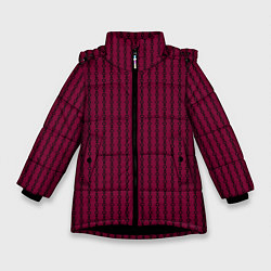 Куртка зимняя для девочки Полосы цепочки красно-пурпурный, цвет: 3D-черный