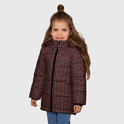 Куртка зимняя для девочки Тёмно-красный ажурный, цвет: 3D-черный — фото 2