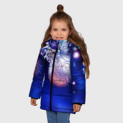 Куртка зимняя для девочки Новогодняя елка с шарами, цвет: 3D-черный — фото 2