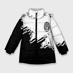 Куртка зимняя для девочки Juventus black sport texture, цвет: 3D-черный