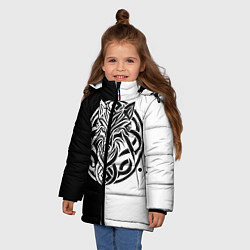 Куртка зимняя для девочки Волк - кельтика, цвет: 3D-черный — фото 2
