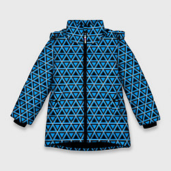 Зимняя куртка для девочки Синие и чёрные треугольники