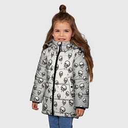 Куртка зимняя для девочки Мультяшные черепки абстрактный паттерн, цвет: 3D-светло-серый — фото 2