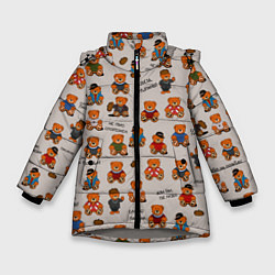 Куртка зимняя для девочки Персонажи слово пацана - мишки, цвет: 3D-светло-серый