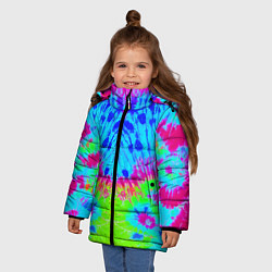 Куртка зимняя для девочки Tie-Dye abstraction, цвет: 3D-черный — фото 2