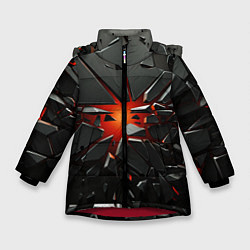 Куртка зимняя для девочки Взрыв и черные камни, цвет: 3D-красный