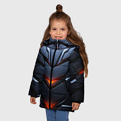 Куртка зимняя для девочки Объемная броня с ярким светом, цвет: 3D-черный — фото 2