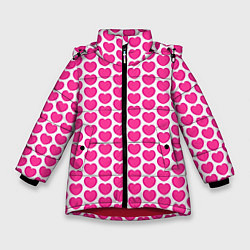 Куртка зимняя для девочки Малиновые сердца, цвет: 3D-красный