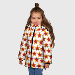 Куртка зимняя для девочки Красные звезды с контуром, цвет: 3D-черный — фото 2